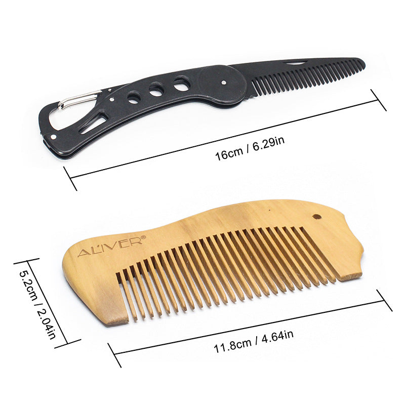 Men's Hair Beard Shaving Set Bathroom Tool Brush Comb Shaving Scissors Clean Styling Set