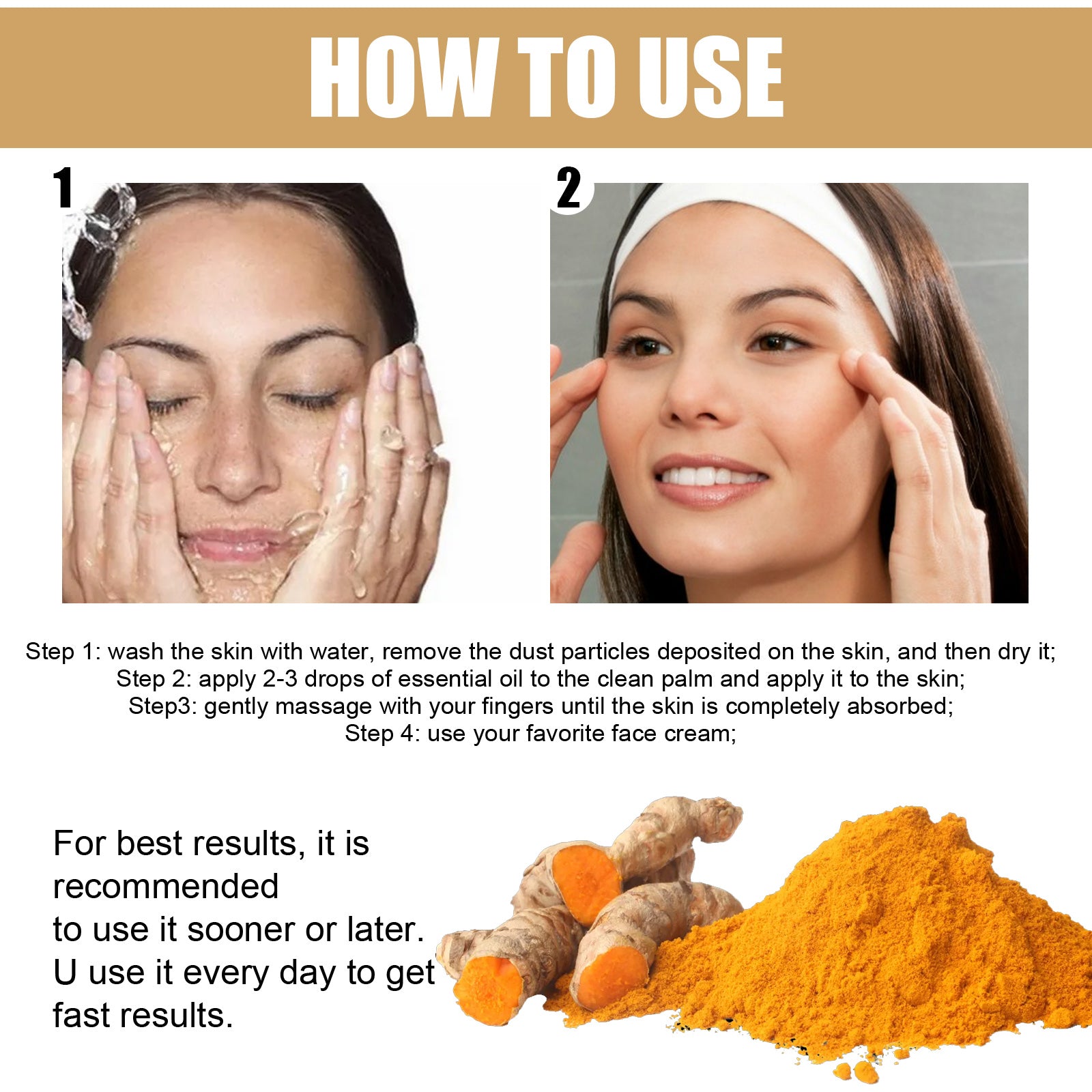 EELHOE Turmeric Dark Spot Correction Face Care Moisturizing and Repairing Skin Tone Serum