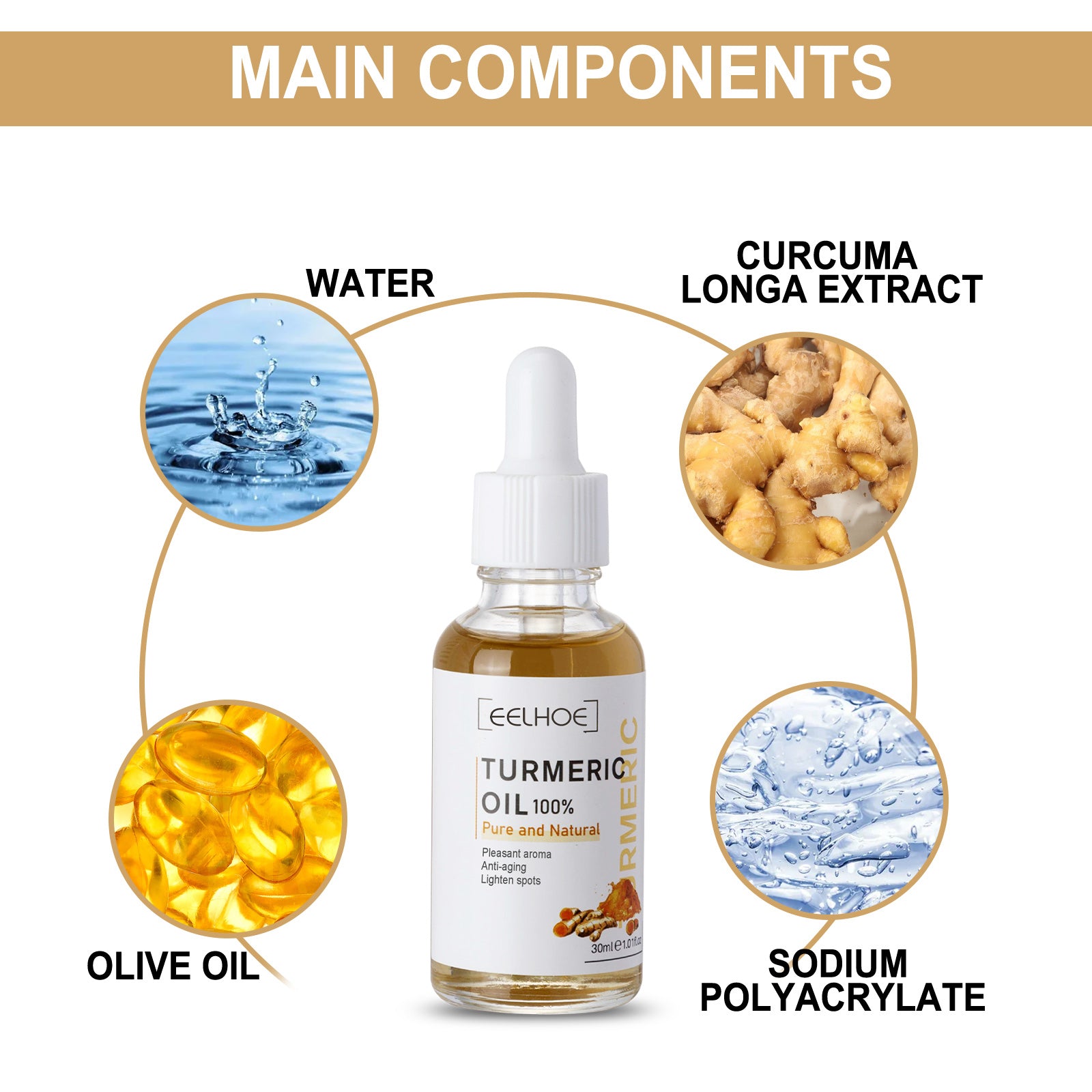 EELHOE Turmeric Dark Spot Correction Face Care Moisturizing and Repairing Skin Tone Serum