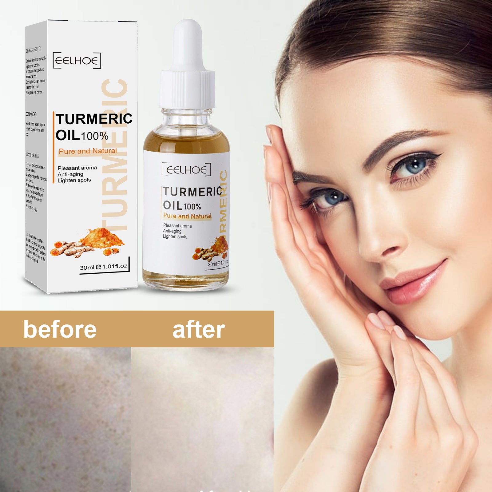 EELHOE Turmeric Dark Spot Correction Face Care Moisturizing and Repairing Skin Tone Serum